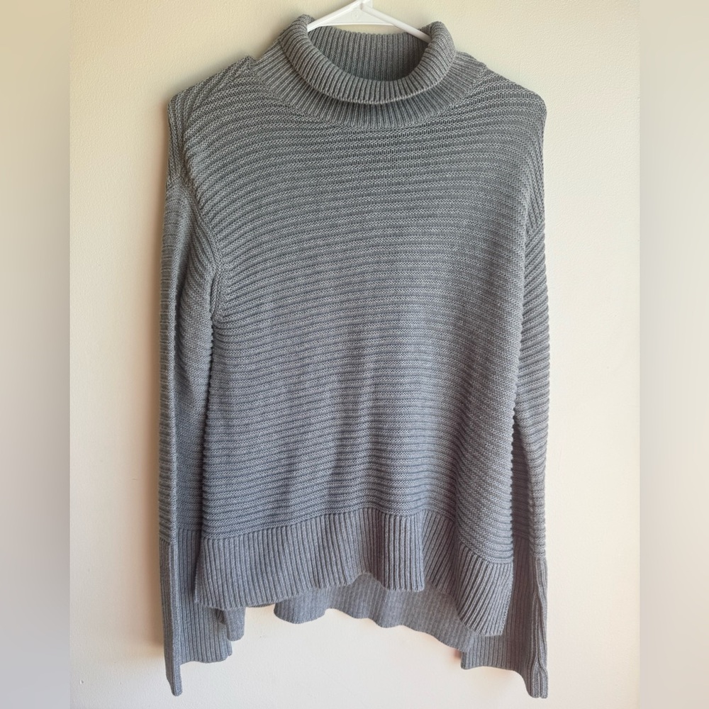Andrea Jovine Grey Ribbed Turtleneck Sweater Cotton Viscose Size Small